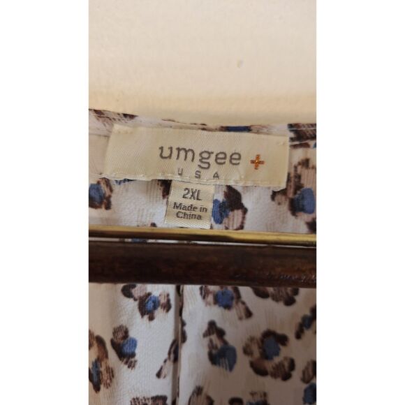 UMGEE Animal Print Baby Doll Smock Flowy Semi Sheer Dress Women Plus Size 2x - Picture 6 of 7